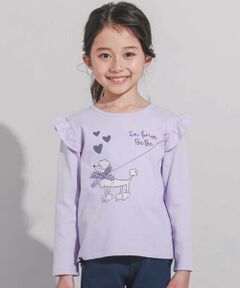 BeBe / べべ Tシャツ | おすましプードル肩フリルスムース長袖Tシャツ(80~150cm)