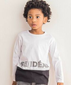 BeBe / べべ Tシャツ | 配色ドローイングロゴ天竺長袖Tシャツ(90~160cm)