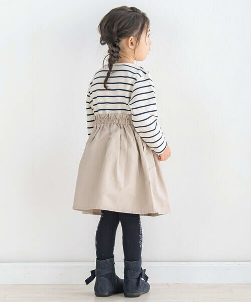 BeBe / べべ ミニ丈・ひざ丈ワンピース | ボーダーツイル切り替え長袖ワンピース(90~150cm) | 詳細3