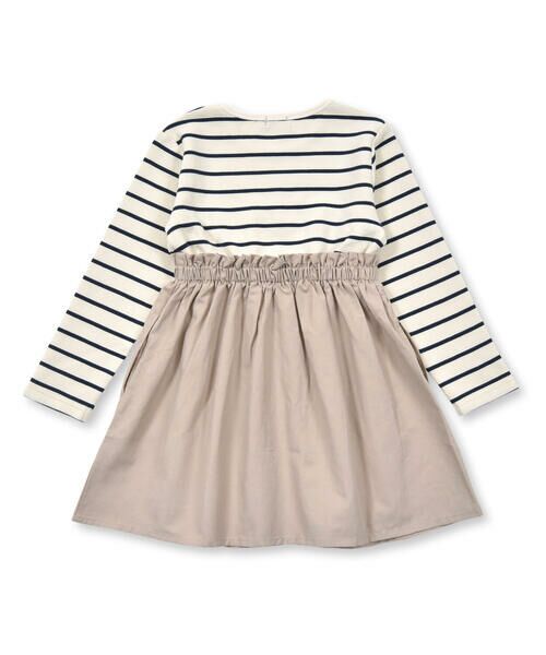 BeBe / べべ ミニ丈・ひざ丈ワンピース | ボーダーツイル切り替え長袖ワンピース(90~150cm) | 詳細7