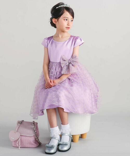 BeBe / べべ ドレス | 【パニエ付】サテン×チュールレースドレス(95~150cm) | 詳細2