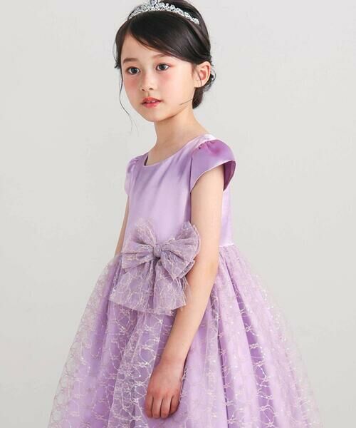 BeBe / べべ ドレス | 【パニエ付】サテン×チュールレースドレス(95~150cm) | 詳細4