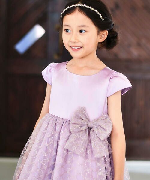 BeBe / べべ ドレス | 【パニエ付】サテン×チュールレースドレス(95~150cm) | 詳細6