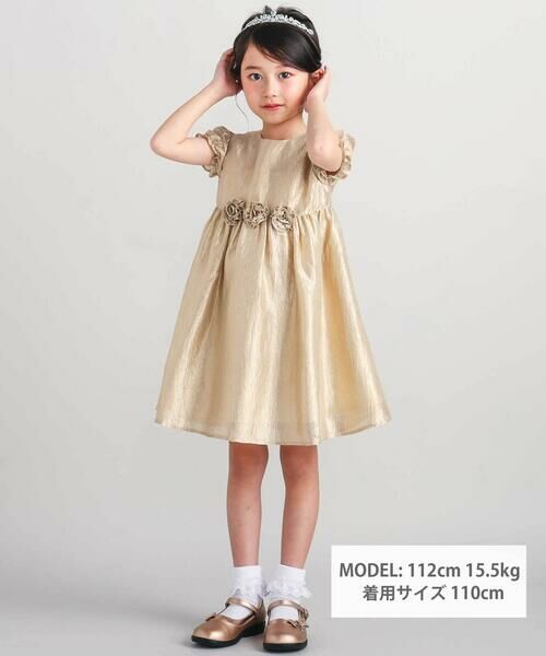 BeBe / べべ ドレス | ローズモチーフカールマイヤーパフスリーブドレス(100~140cm) | 詳細1