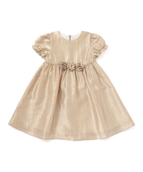 BeBe / べべ ドレス | ローズモチーフカールマイヤーパフスリーブドレス(100~140cm) | 詳細9