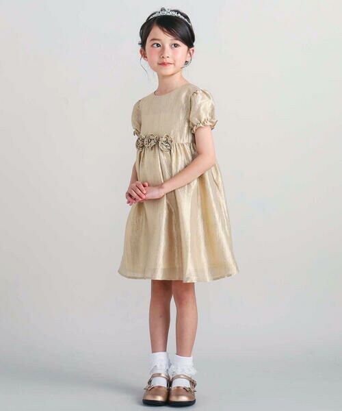 BeBe / べべ ドレス | ローズモチーフカールマイヤーパフスリーブドレス(100~140cm) | 詳細2