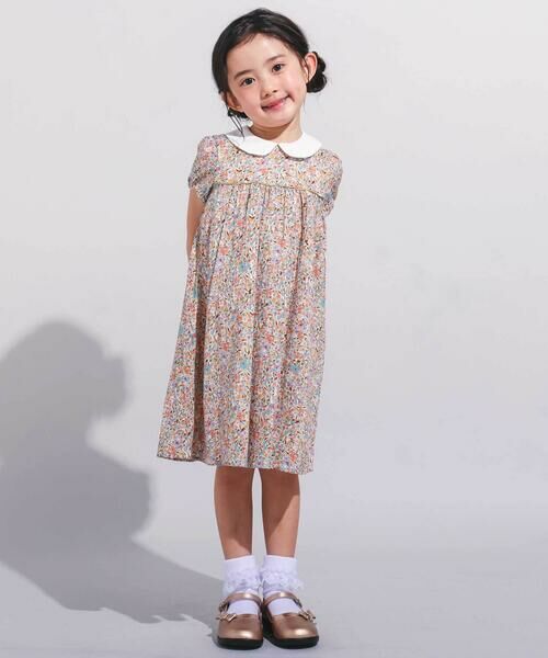 BeBe / べべ ミニ丈・ひざ丈ワンピース | 【DEVEAUX】【日本製】小花柄ラメドビー丸襟ワンピース(90~140cm) | 詳細2