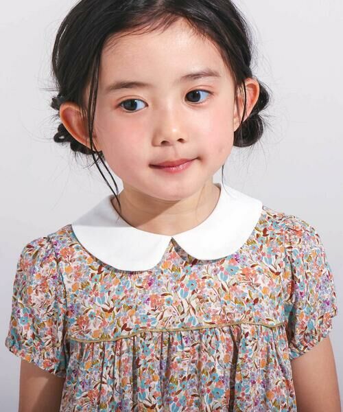BeBe / べべ ミニ丈・ひざ丈ワンピース | 【DEVEAUX】【日本製】小花柄ラメドビー丸襟ワンピース(90~140cm) | 詳細4