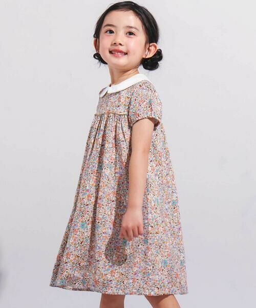 BeBe/べべ 【DEVEAUX】【日本製】小花柄ラメドビー丸襟ワンピース(90~140cm) オレンジ系 120cm BeBe/べべ 【DEVEAUX】【日本製】小花柄ラメドビー丸襟ワンピース(90~140cm) オレンジ系 120cm
