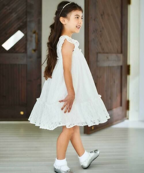 BeBe / べべ ドレス | 【パニエ付】【日本製】ラッセルレースギャザードレス(100~140cm) | 詳細2