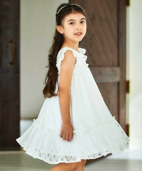 BeBe / べべ ドレス | 【パニエ付】【日本製】ラッセルレースギャザードレス(100~140cm) | 詳細3