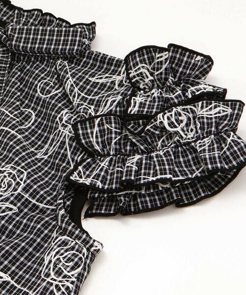 BeBe / べべ シャツ・ブラウス | 【お揃い】先染めチェックローズプリントフリルブラウス(90~160cm) | 詳細10