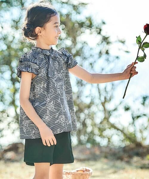 BeBe / べべ シャツ・ブラウス | 【お揃い】先染めチェックローズプリントフリルブラウス(90~160cm) | 詳細4