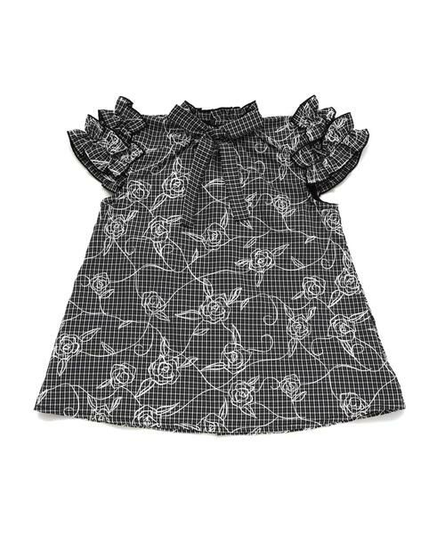 BeBe / べべ シャツ・ブラウス | 【お揃い】先染めチェックローズプリントフリルブラウス(90~160cm) | 詳細7