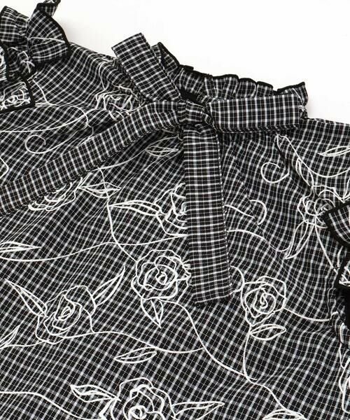 BeBe / べべ シャツ・ブラウス | 【お揃い】先染めチェックローズプリントフリルブラウス(90~160cm) | 詳細9