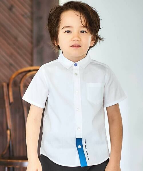 BeBe/べべ ポイント配色オックス半袖レギュラーシャツ(90~140cm) ホワイト 140cm BeBe/べべ ポイント配色オックス半袖レギュラーシャツ(90~140cm) ホワイト 140cm