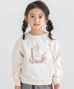 BeBe / べべ スウェット | パリの街並みハートガールトレーナー(90~150cm)