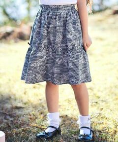 BeBe / べべ ミニ・ひざ丈スカート | 【お揃い】先染めチェックローズプリントミモレ丈スカート(110~160cm)