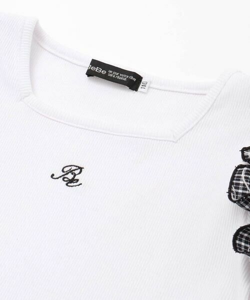 BeBe / べべ Tシャツ | 【お揃い】先染めチェックローズプリントフリルパフスリーブリブTシャツ(90~160cm) | 詳細5