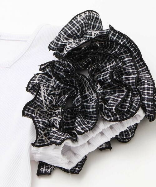 BeBe / べべ Tシャツ | 【お揃い】先染めチェックローズプリントフリルパフスリーブリブTシャツ(90~160cm) | 詳細6