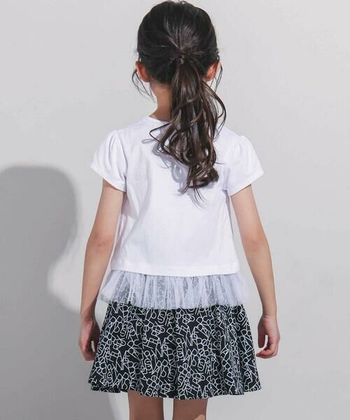 BeBe / べべ Tシャツ | 裾チュールフリルリボンプリント天竺半袖Tシャツ(90~150cm) | 詳細3