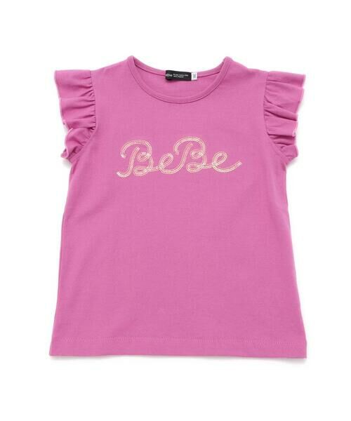 BeBe / べべ Tシャツ | オーロラスパンコールロゴフリル袖Tシャツ(100~160cm) | 詳細1