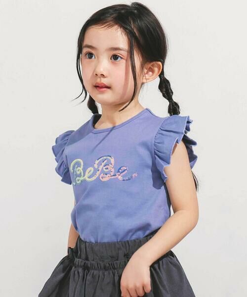 BeBe / べべ Tシャツ | オーロラスパンコールロゴフリル袖Tシャツ(100~160cm) | 詳細6