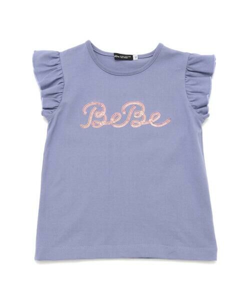 BeBe / べべ Tシャツ | オーロラスパンコールロゴフリル袖Tシャツ(100~160cm) | 詳細7