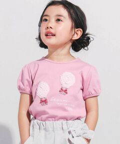 BeBe / べべ Tシャツ | シフォン気球モチーフ天竺パフスリーブTシャツ(80~150cm)