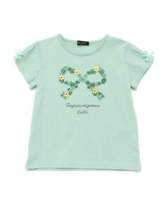 BeBe / べべ Tシャツ | フラワーリボンモチーフ天竺半袖Tシャツ(90~150cm)