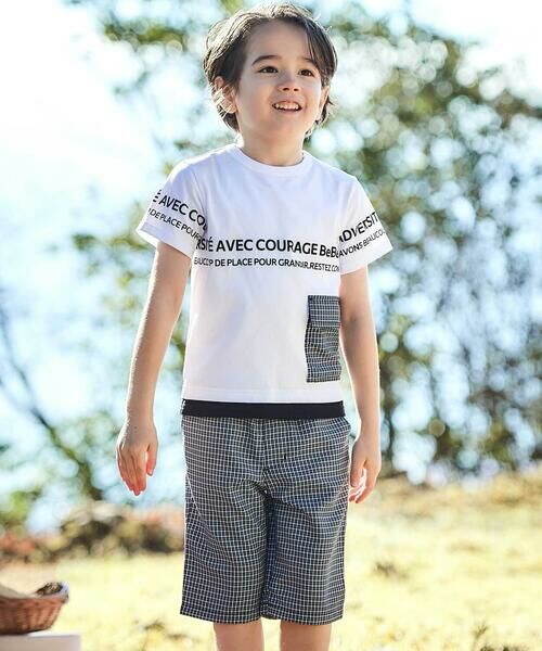 BeBe / べべ Tシャツ | 【お揃い】先染めチェックフラップポケット天竺半袖Tシャツ(90~160cm) | 詳細2