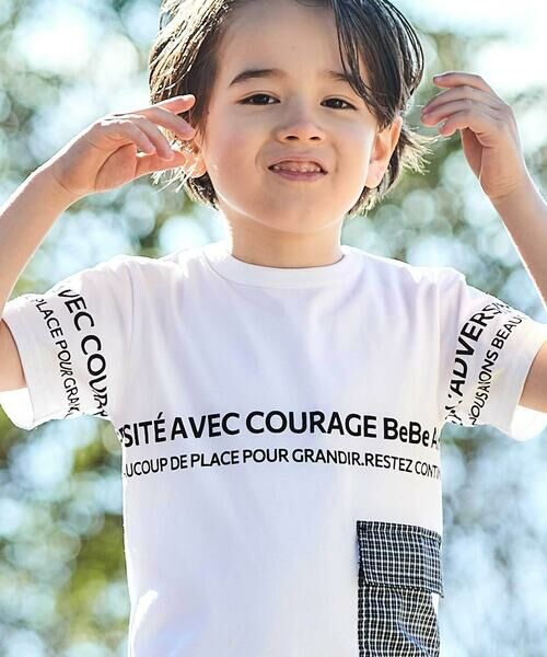 BeBe / べべ Tシャツ | 【お揃い】先染めチェックフラップポケット天竺半袖Tシャツ(90~160cm) | 詳細4