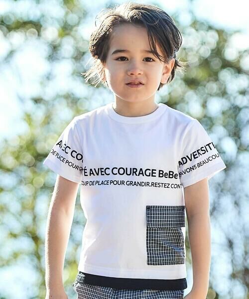 BeBe/べべ 【お揃い】先染めチェックフラップポケット天竺半袖Tシャツ(90~160cm) ホワイト 140cm BeBe/べべ 【お揃い】先染めチェックフラップポケット天竺半袖Tシャツ(90~160cm) ホワイト 140cm