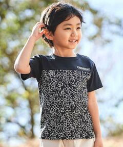 BeBe / べべ Tシャツ | 【お揃い】ジオメトリックロゴ総柄ポンチ半袖Tシャツ(90~160cm)