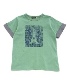 BeBe / べべ Tシャツ | 水彩風エッフェル塔ロゴプリント天竺配色半袖Tシャツ(90~150cm)
