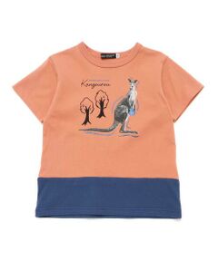 BeBe / べべ Tシャツ | バイカラーアニマルプリント天竺半袖Tシャツ(80~140cm)