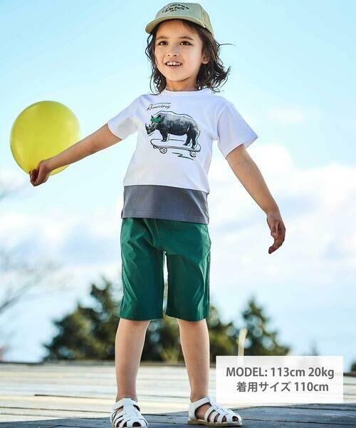 BeBe / べべ Tシャツ | バイカラーアニマルプリント天竺半袖Tシャツ(80~140cm) | 詳細1