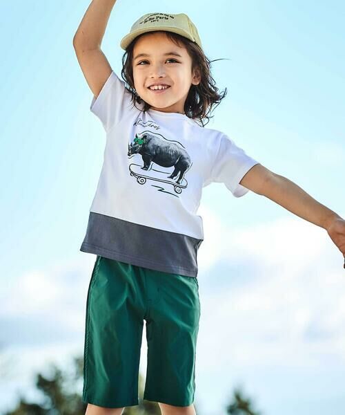 BeBe / べべ Tシャツ | バイカラーアニマルプリント天竺半袖Tシャツ(80~140cm) | 詳細2