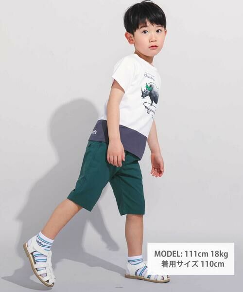 BeBe / べべ Tシャツ | バイカラーアニマルプリント天竺半袖Tシャツ(80~140cm) | 詳細3