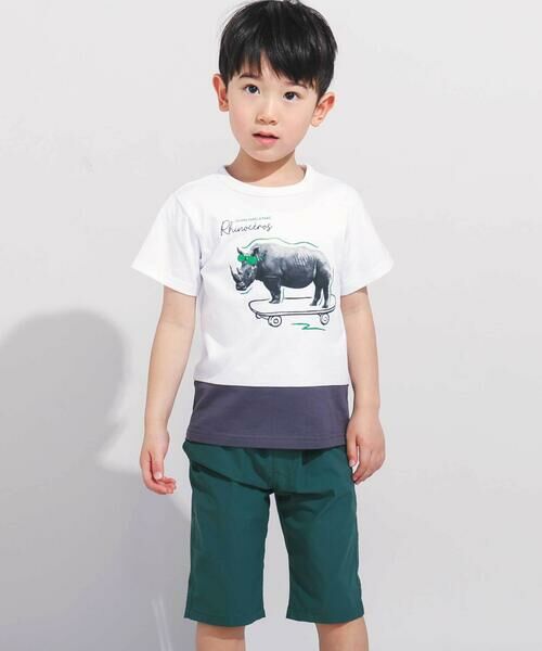 BeBe / べべ Tシャツ | バイカラーアニマルプリント天竺半袖Tシャツ(80~140cm) | 詳細5