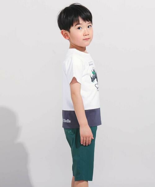 BeBe / べべ Tシャツ | バイカラーアニマルプリント天竺半袖Tシャツ(80~140cm) | 詳細6