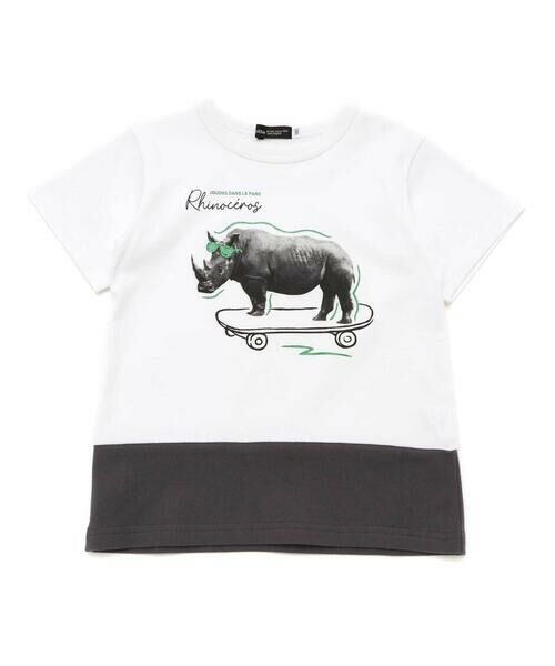 BeBe / べべ Tシャツ | バイカラーアニマルプリント天竺半袖Tシャツ(80~140cm) | 詳細7