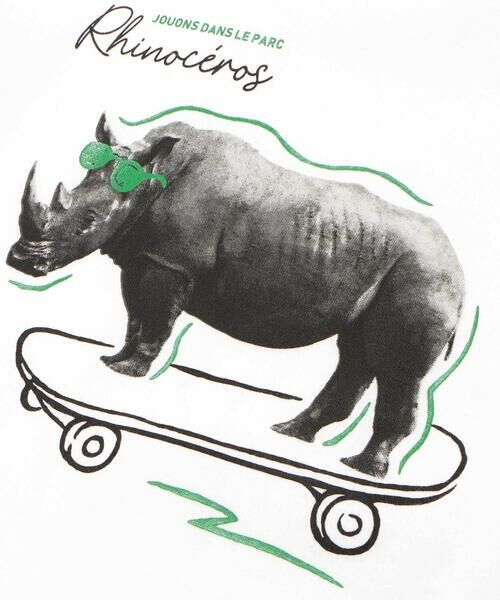 BeBe / べべ Tシャツ | バイカラーアニマルプリント天竺半袖Tシャツ(80~140cm) | 詳細9