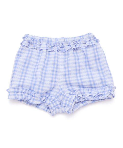 BeBe/べべ ギンガムフリルカボチャパンツ(80~90cm) ブルー系 90cm BeBe/べべ ギンガムフリルカボチャパンツ(80~90cm) ブルー系 90cm