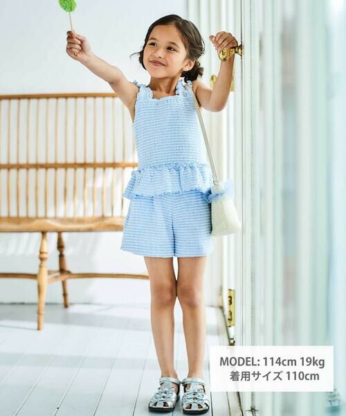 BeBe / べべ セットアップ | ぽこぽこシャーリングビスチェ+ショートパンツセットアップ(90~140cm) | 詳細1
