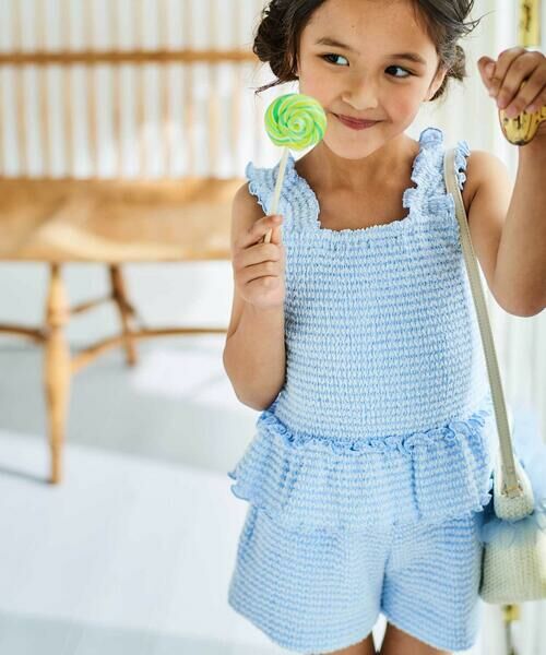 BeBe / べべ セットアップ | ぽこぽこシャーリングビスチェ+ショートパンツセットアップ(90~140cm) | 詳細2