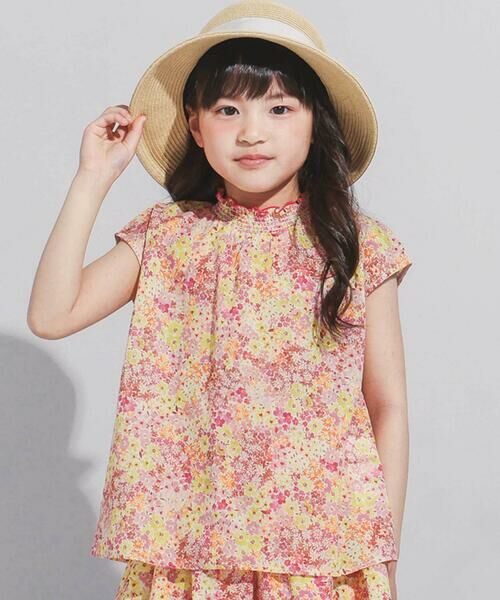 BeBe/べべ 【DEVEAUX】水彩風花柄シャーリングブラウス(90~140cm) ピンク系 140cm BeBe/べべ 【DEVEAUX】水彩風花柄シャーリングブラウス(90~140cm) ピンク系 140cm