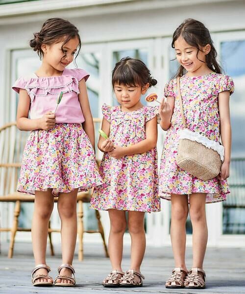 BeBe / べべ ショート・ハーフ・半端丈パンツ | 【お揃い】フルールドゥジョワプリントフリルキュロットパンツ(90~150cm) | 詳細5