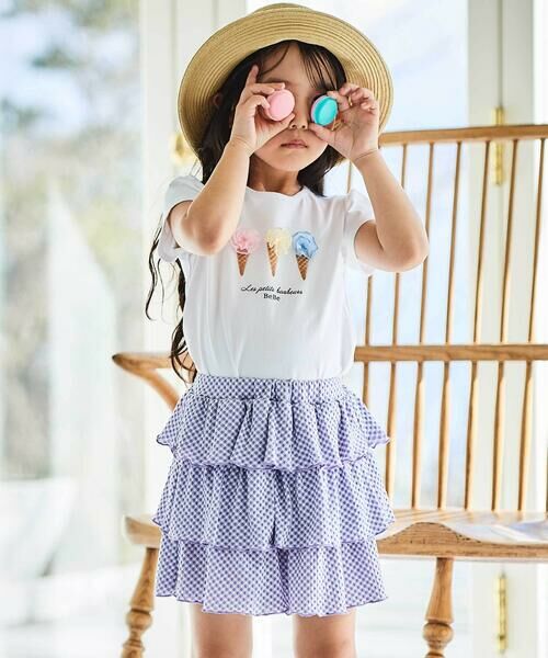 BeBe / べべ ショート・ハーフ・半端丈パンツ | ギンガムジャガードヒラミニキュロットパンツ(90~150cm) | 詳細12