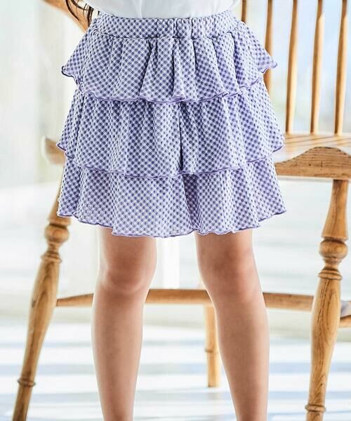 BeBe/べべ ギンガムジャガードヒラミニキュロットパンツ(90~150cm) パープル系 150cm BeBe/べべ ギンガムジャガードヒラミニキュロットパンツ(90~150cm) パープル系 150cm